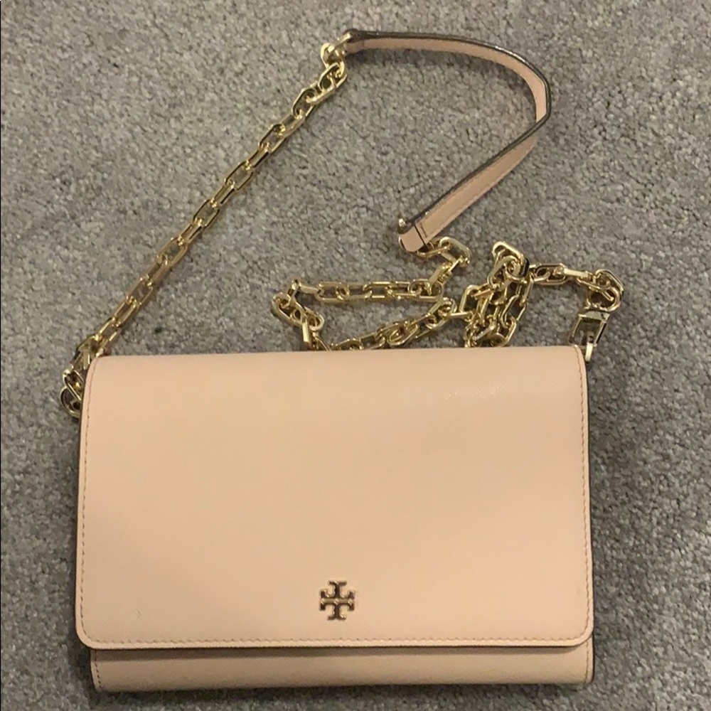 Authentic Tory burch ROBINSON CHAIN WALLET in light pink